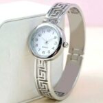 Stainless steel silver-plated bangle watch